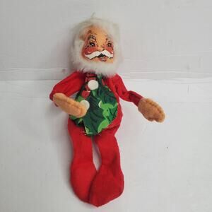 Vintage 1963 Annalee Mobilitee Doll Santa Clause Poseable Green Vest